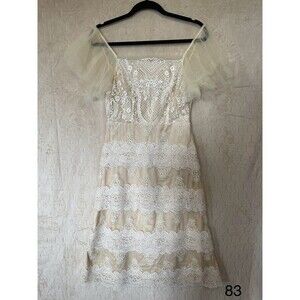 Vodeer Cream Ivory Lace Zip Dress Sz‎ L Cottagecore Boho